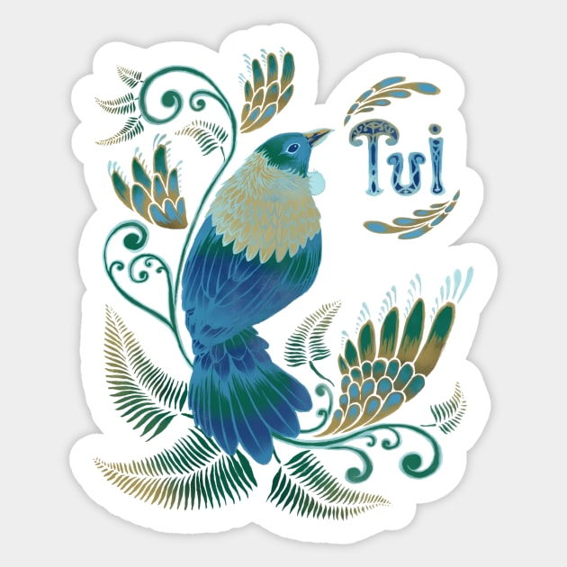 Tui bird Sticker by akaneyabushita